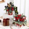 Desktop Christmas Tree Mini Artificial Pine Cones Red Berry Decor Festive Pot Display for Home And Party Scenes