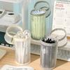 Minimalist Transparent Mesh Pencil Case Large Capacity Flip-Top Solid Color Pen Holder Portable Stationery Storage Bag