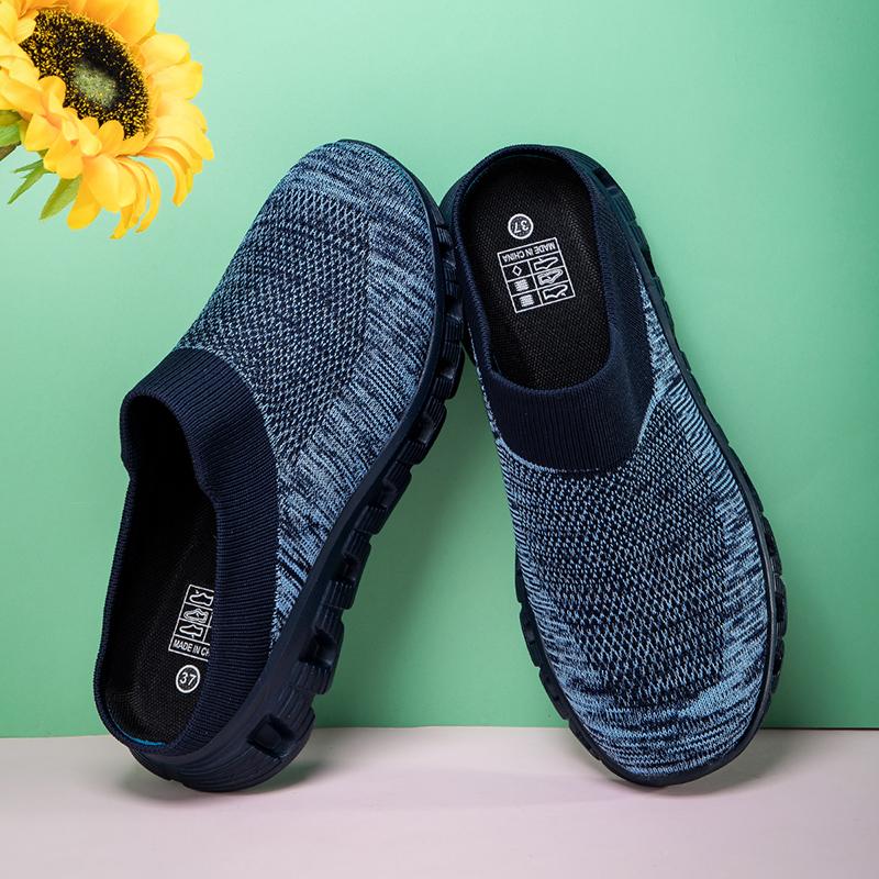 Baotou half slippers new outer wear maternity shoes soft sole large size cotton slippers knitted office