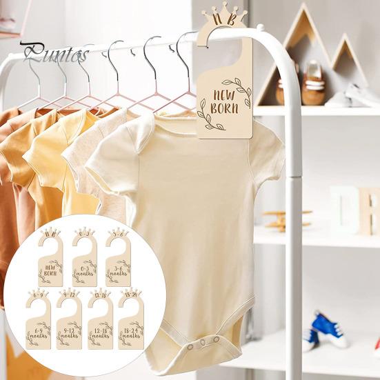 7/8 Pcs Baby Wardrobe Dividers Closet Wooden Baby Garment Size Markers Newborn To Toddler Baby Clothes Size Dividers for Daily Baby Clothes