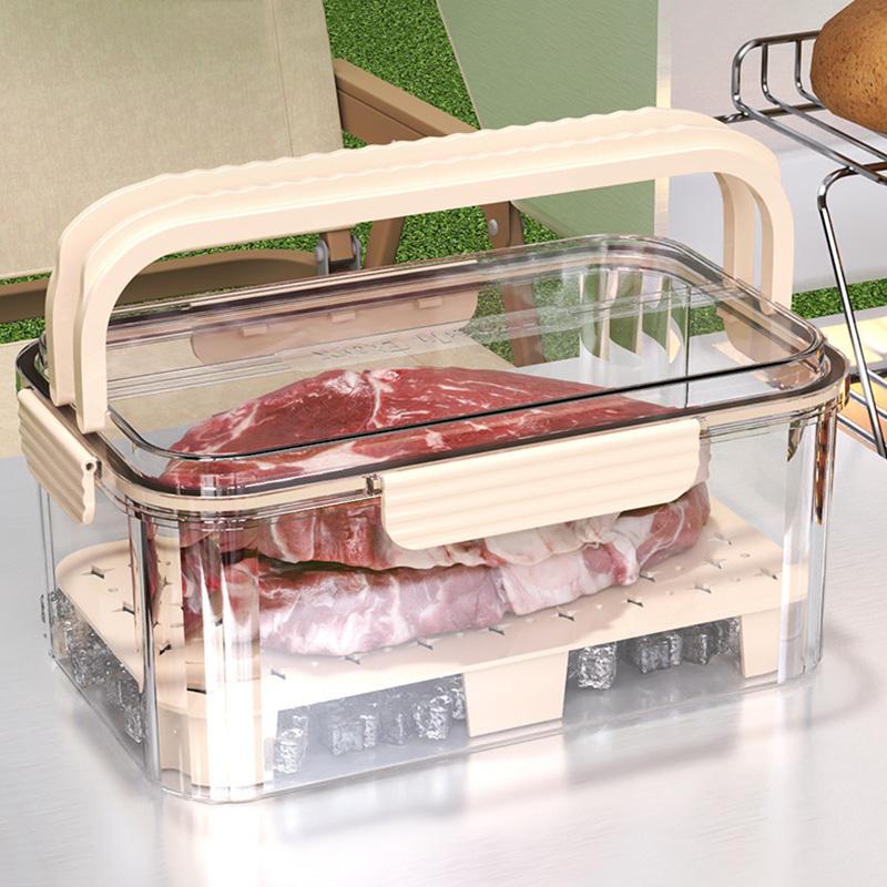 Portable Handheld Food Preservation Box Refrigerator Sealed Storage Box Fruit Lunch Box for Picnic Camping Kitchen Organizer