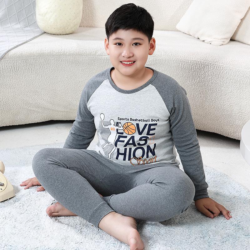 Teen Cotton Wool Pajama Set - Warm Autumn/Winter Underwear for Boys & Students