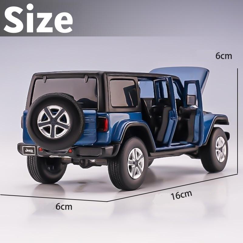 1/32 Jeep Wrangler Sahara Diecast Toy Car Model SUV Miniature Free Wheels Doors Openable Sound Light Collection Gift for Boy Kid
