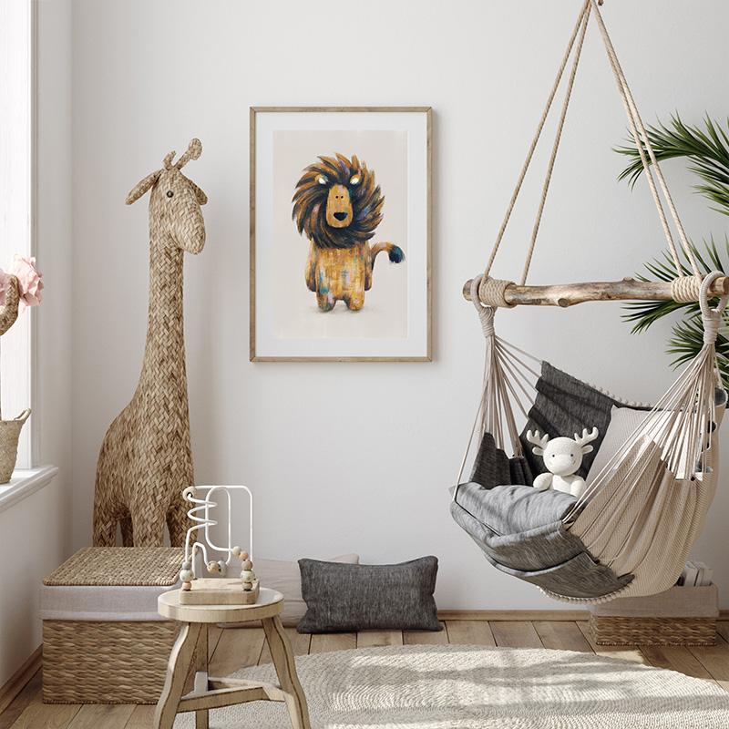 Nursery Print Lion Zebra Giraffe Wall Art Cute Animals Poster Canvas Paintings HD Picture For Kid Baby Room Home Decor Frameless