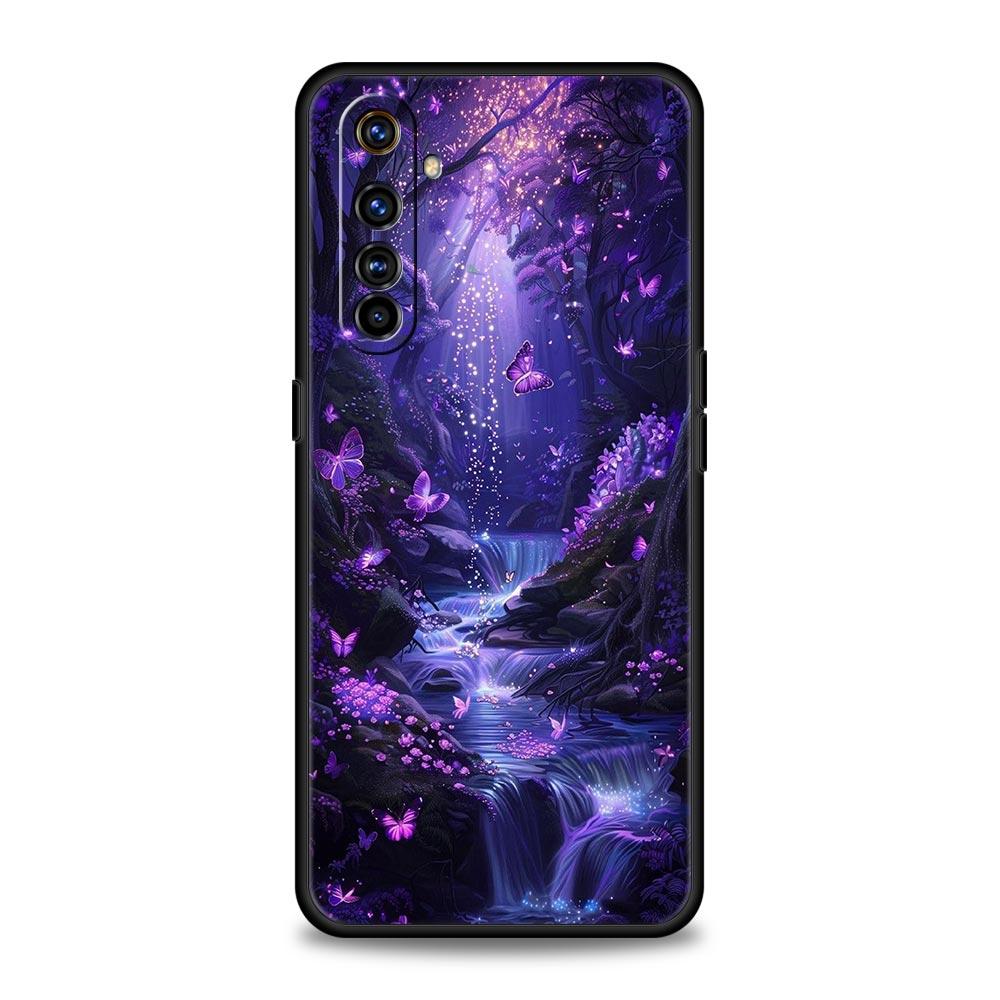 Art Purple Butterfly Soft TPU For Realme 13 12 11 10 9 Pro Plus GT3 GT2 C21 C25 C35 C53 C55 C67 Pro 5G Phone Case Cover Fundas