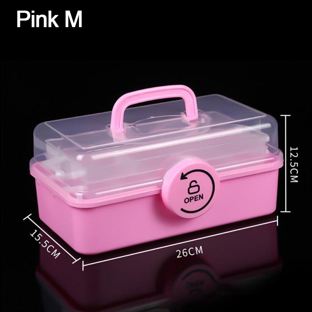 

Складная коробка для хранения Трехъярусная шкатулка для драгоценностей Многофункциональный ящик для игрушек Pink M