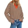 YYFS Women's Fashion Casual Fall Winter Stripe Print Long Sleeve V-Neck Pullovers & Long Sleeves