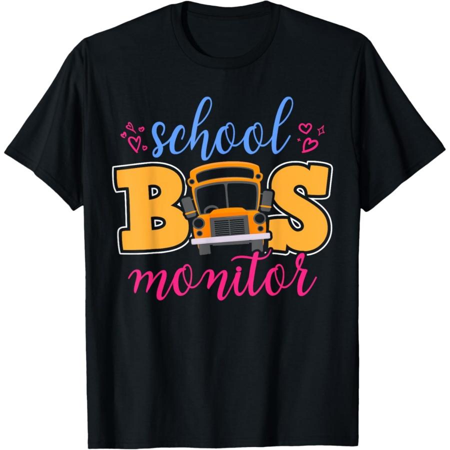 

School Bus Monitor Heart T-Shirt XXXXXL чорний