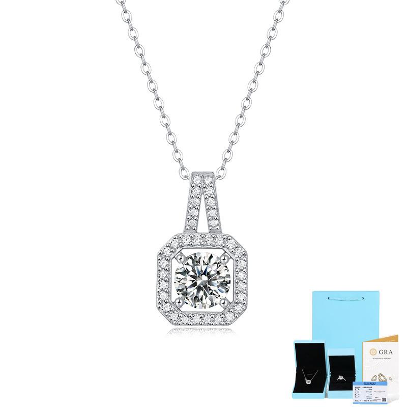 

Bague Ringen, серебро 925 пробы, инкрустация, 1 карат, муассанит, ожерелье «Одержимость», цепочка на ключицу, жизнь, геометрический кулон, ювелирные изделия Includes Gift Box Certificate белый