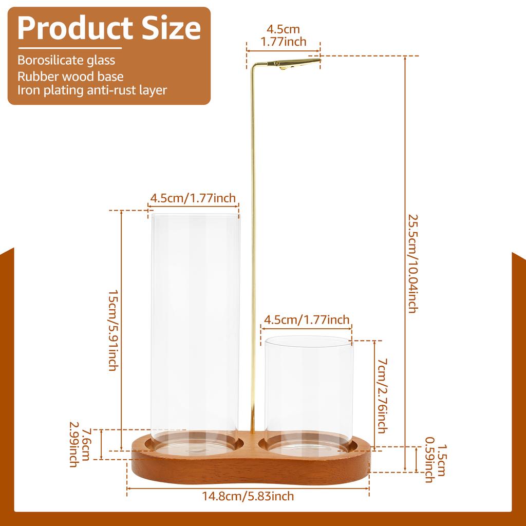 2in1 Wood Incense Holder Anti-Ash Flying Incense Burner with Removable Glass Ash Catcher Incense Sticks Organizer for Home Decor