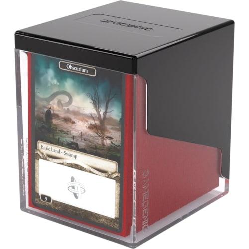 Gamegenic Bastion 100+XL Deck Box - Compact, Safe, and Perfectly Organized! Securely Stores Over 100 Double-Sleeved Cards in Black/Clear