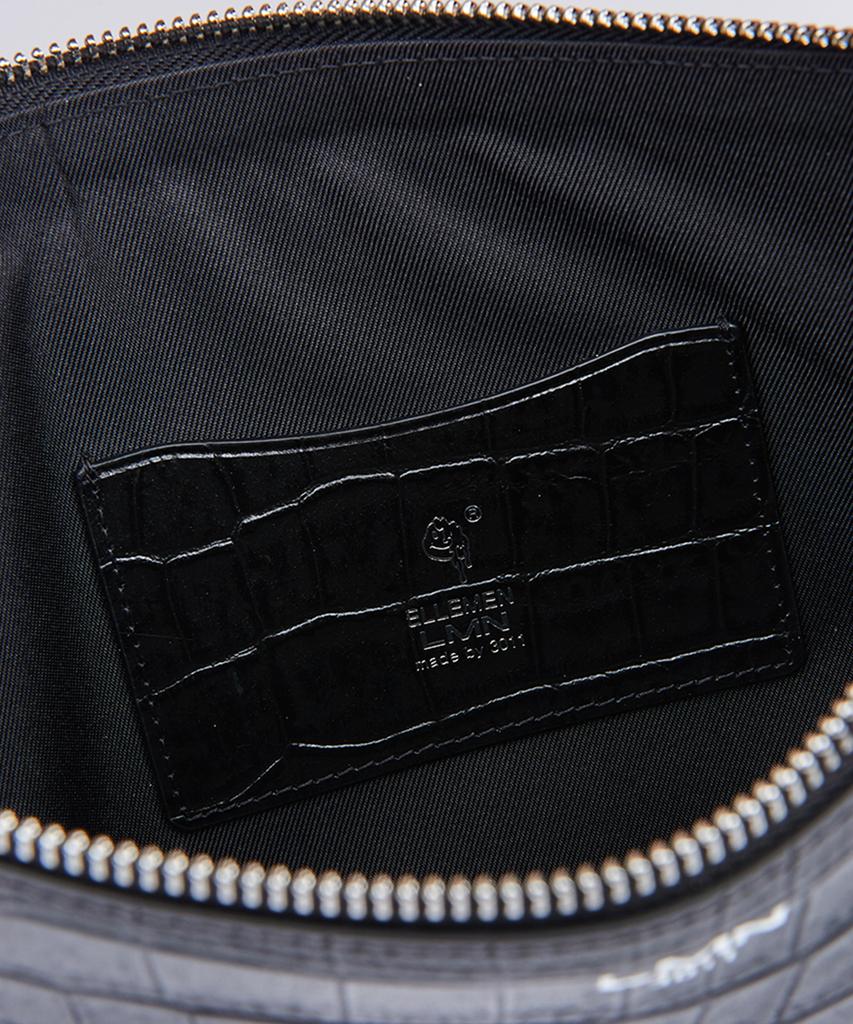 Lmn3011 Crocodile Embossed Clutch - Black