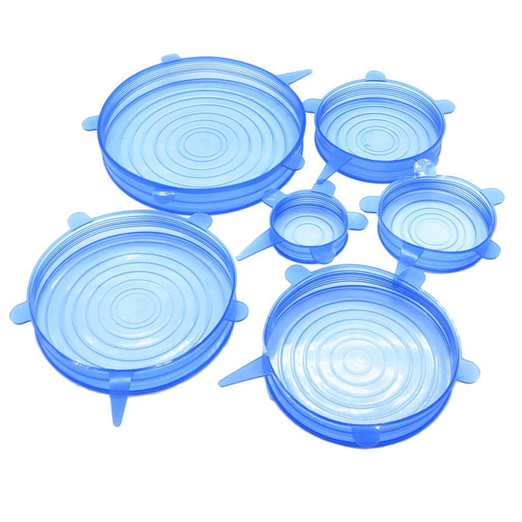 

Silicone Stretch Lids Flexible Bowl Seal Clear Blue Food Wrap Leakproof for Kitchen Containers