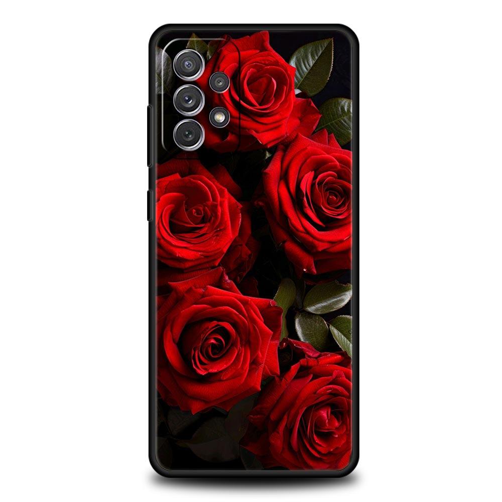 Beautiful Red Rose Flowers Phone Case For Samsung A15 A13 A51 A71 A41 A31 A21S A03S A05 A12 A32 A52 A23 A25 A33 A53 A73 5G Cover