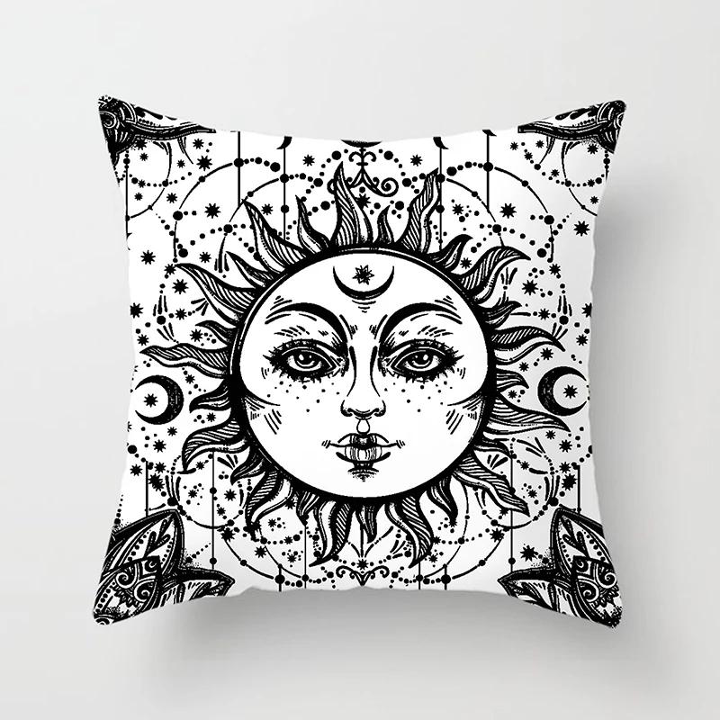 Home Decor Sun & Moon Themed Cosmic Throw Pillow Covers Pattern Cushion Cover Suitable For Sofa Bedroom Car Pillow Cover