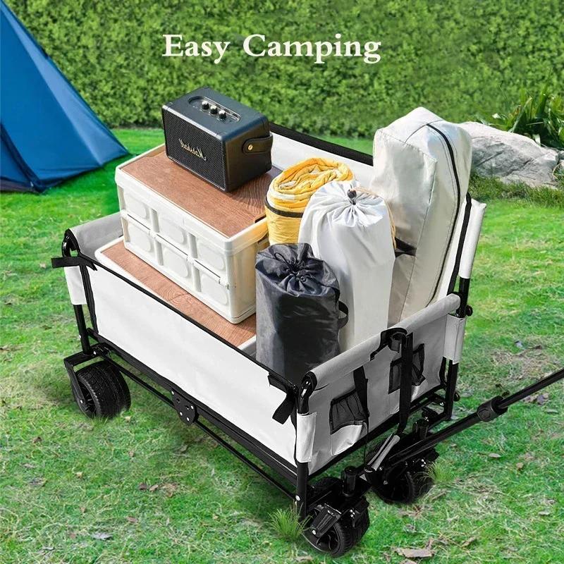 Boat Parts RV Outdoor Folding Cart Sofa Chair Multifunctional Fishing Wagon Push Pull Big Wheels Handle Camping Cart and Duck