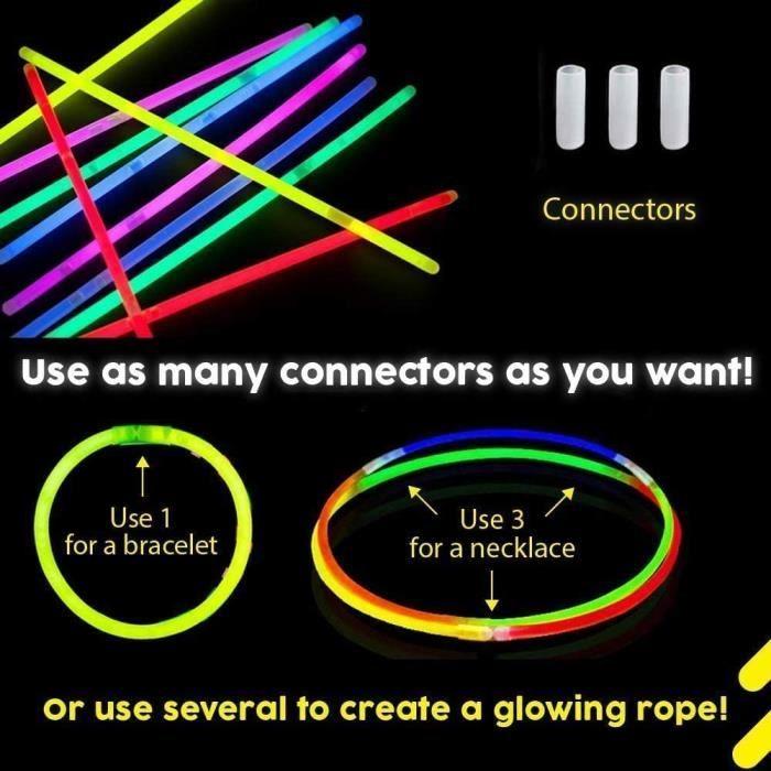 Set of 100 Folding Light Sticks with Connectors Neon Light Sticks - For Wedding, Party, Birthday, A69