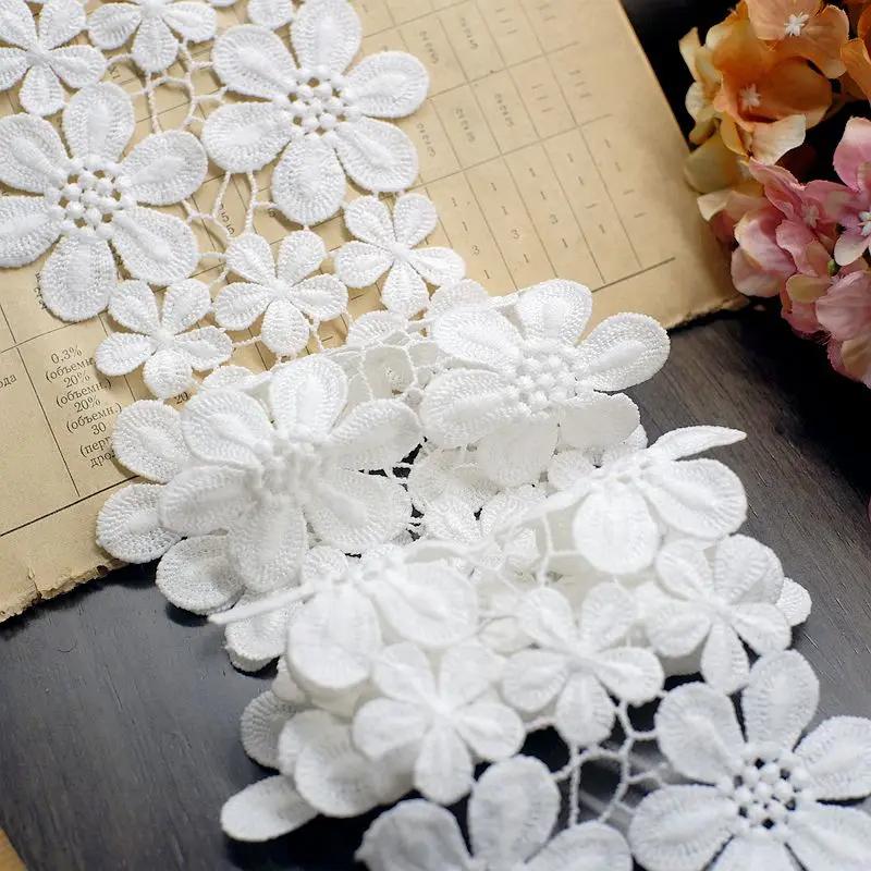2Meters/lot 10CM Wide High Quality Exquisite Lace Cotton Embroidery Ribbon Lace Trim Skirt Sewing Accessories Clothing Decorative Materials