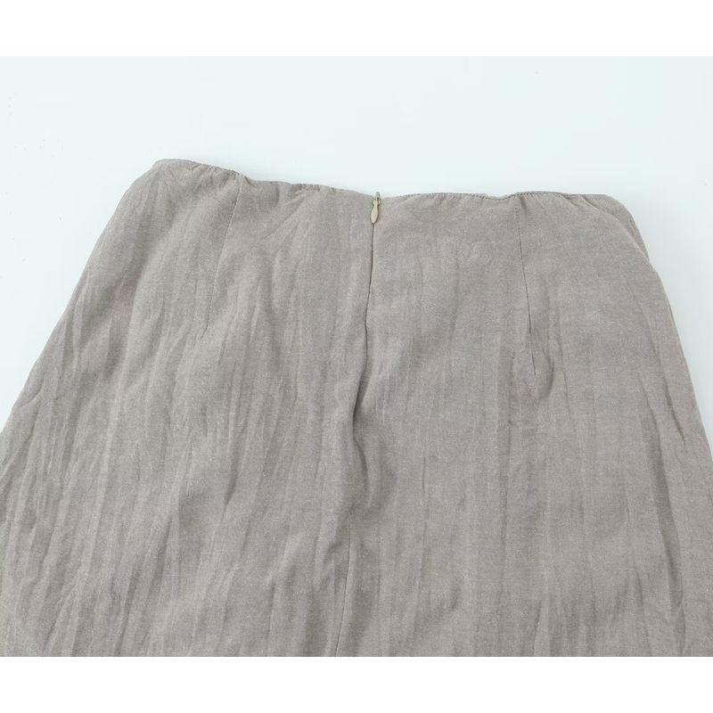 Za Summer New Arrival Women's Clothing Fashion Style Linen Asymmetric Slit Loose Casual Skirt 5221100