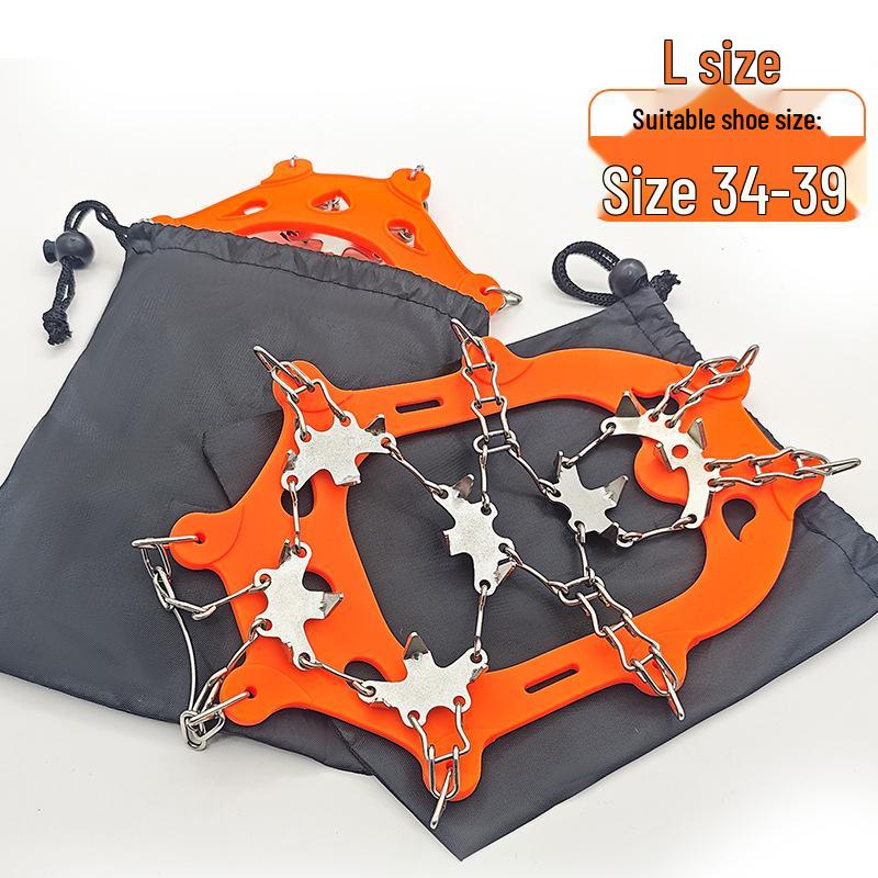 

Outdoor Ice Cleats: 19-Tooth Stainless Steel Anti-Slip Shoe Covers for Fishing, Snow, Rock Climbing, and Mountaineering