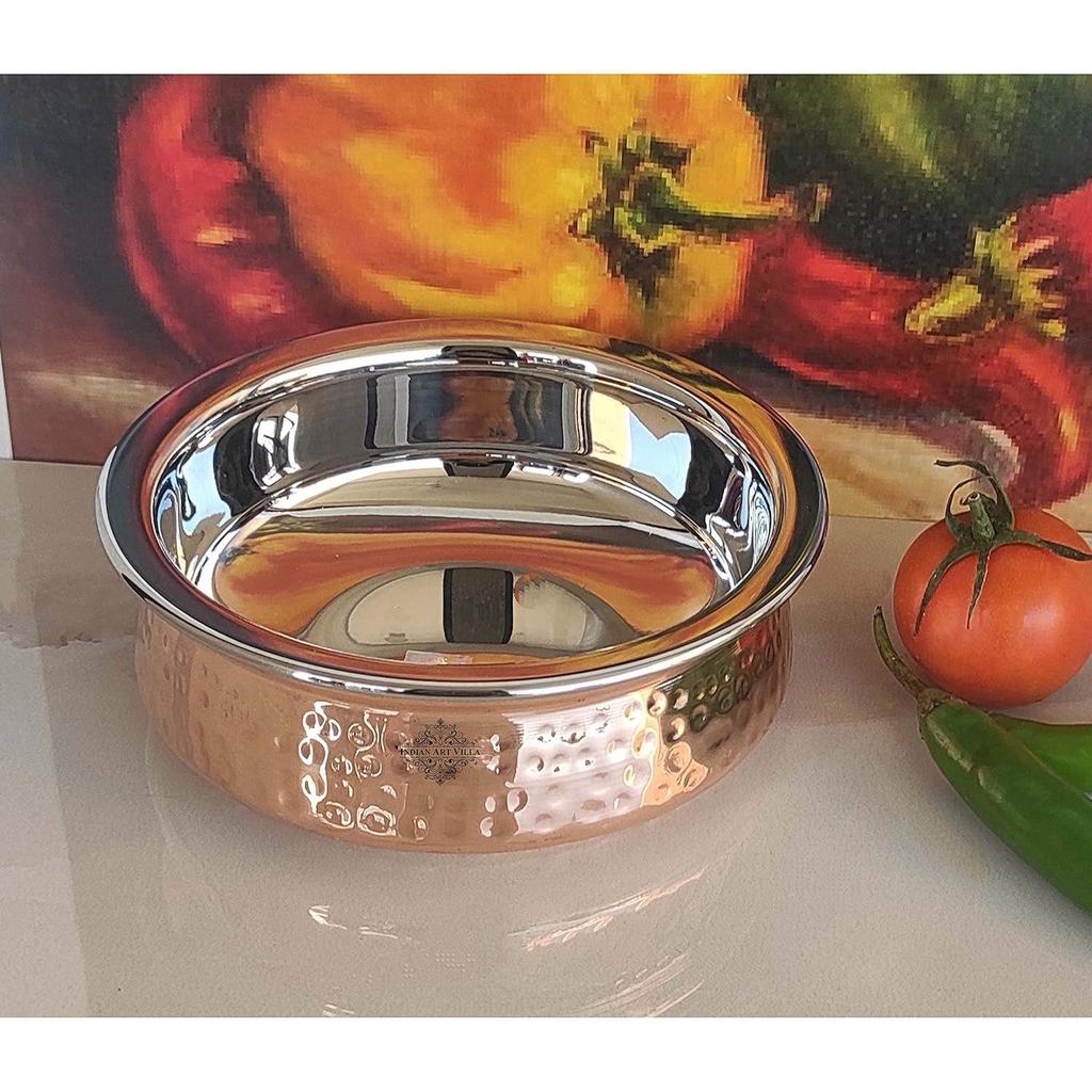 Steel Copper Serving Handi Bowl, Serveware & Tableware, Home Restaurant, Volume-300 ML, Pack of 1