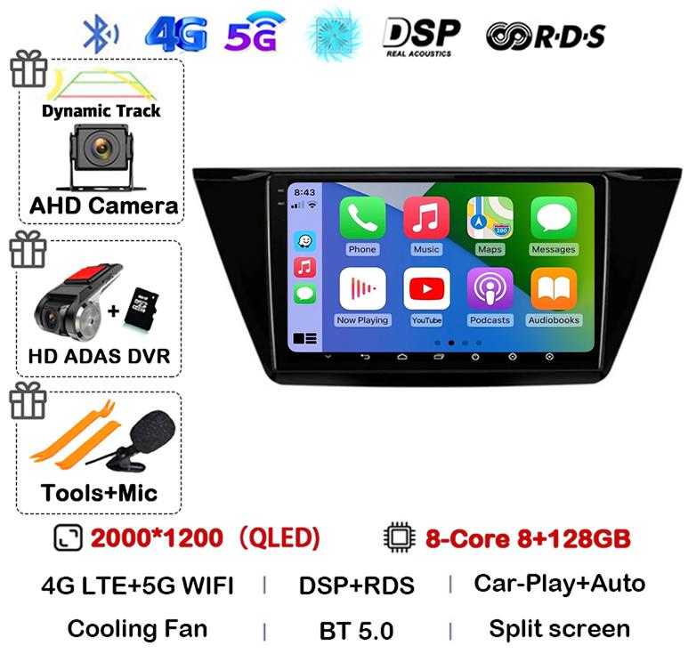 Android 14 WIFI 4G Carplay For Volkswagen TOURAN 2016 2017 2018 Auto Car Radio Multimedia Stereo Video Player GPS Navigation DSP