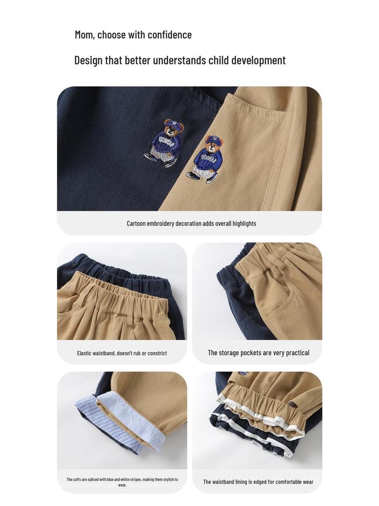 European Boy's Academy Pure Cotton Long Pants - Spring/Autumn 2026 New Style for Toddlers