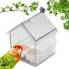 Hanging Clear Parrot Feeder Anti Spill Pull-Out Design Bird Bath Bowl House Parrots Feeding Device Bird Feeding Box