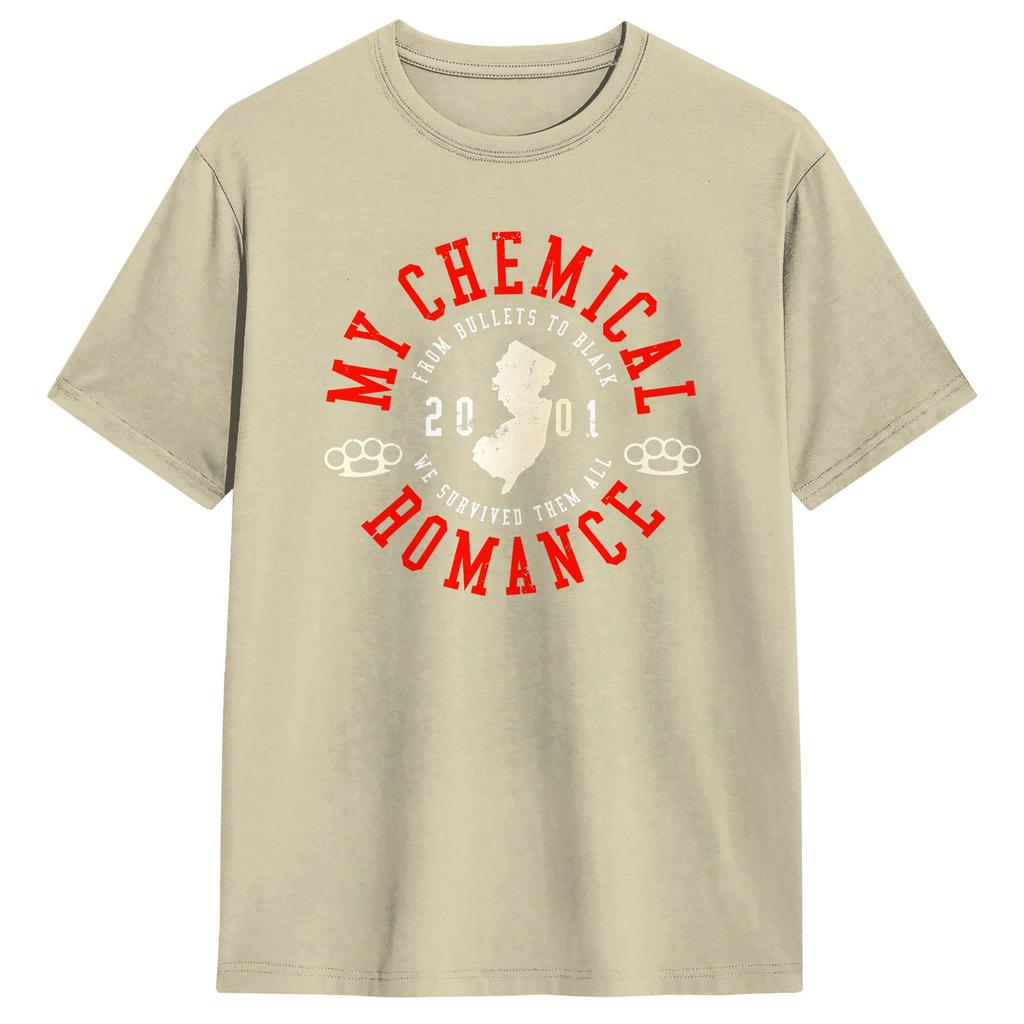 My Chemical RoUnisexce MCR Bullets 20 Years TShirts for Unisex Funny Cotton Tees Crewneck Short Sleeve T Shirts Plus Size Clothes