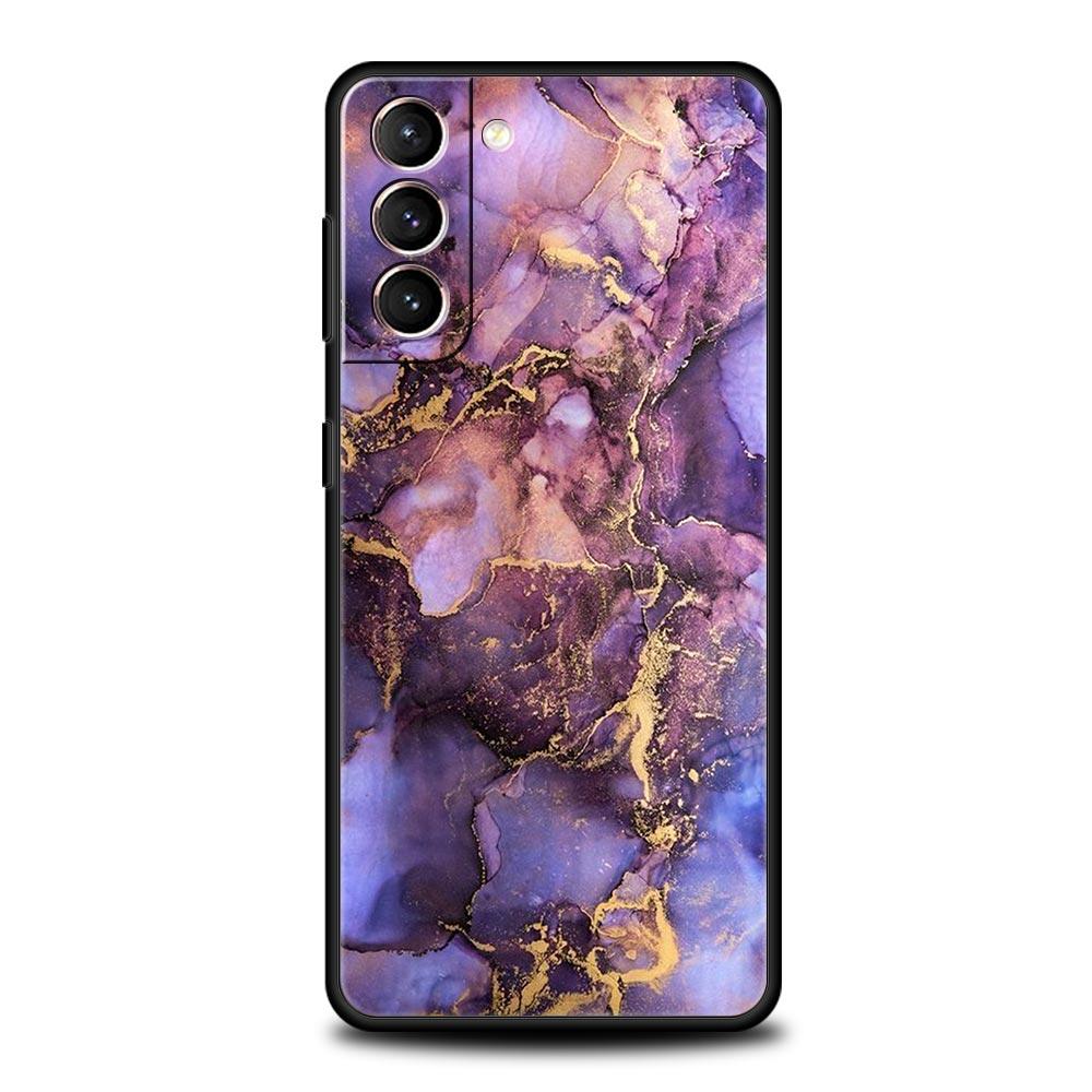 Marble Phone Case For Samsung Galaxy S26 Ultra S25 Plus S24 FE S23 S22 5G S21 S20 Cover Black Soft
