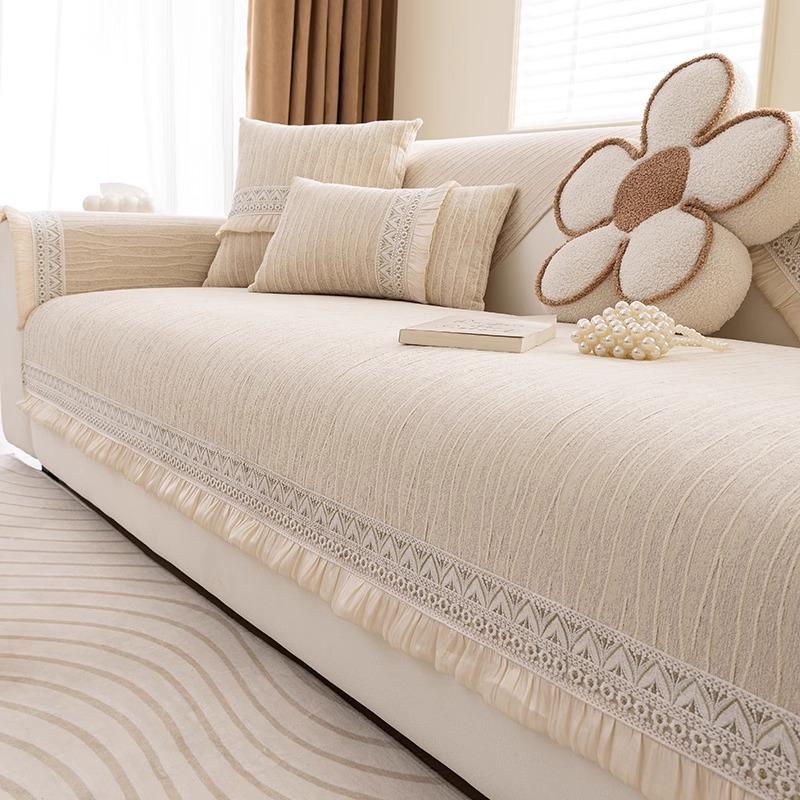 Chenier Sofa Cover Is Universal In All Seasons, Anti-Grab And Anti-Stick Sofa Cover, French Cream Wind Non-Slip Sofa Cushion