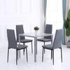 Moderner quadratischer Esstisch für 2-4 Personen, mit Glasplatte & Metallbeinen für Esszimmer, Wohnzimmer, Grau