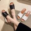 Summer new fish mouth wedge slippers women's wear fashion casual one-word drag large size women's sandals