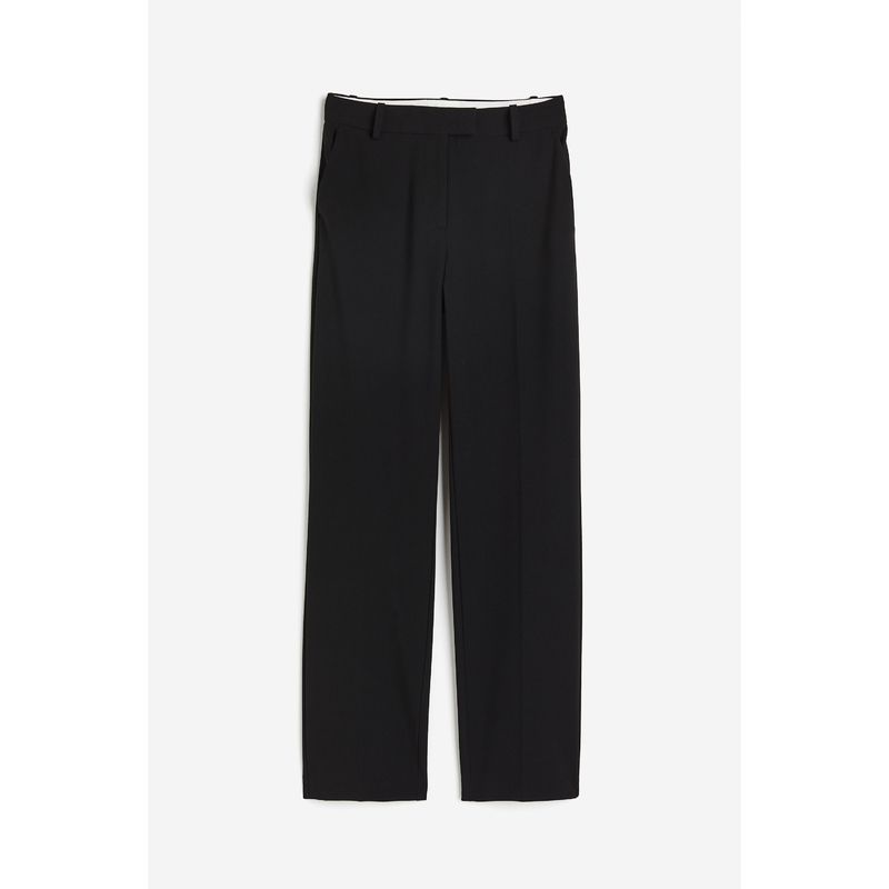 

Женская одежда HM Повседневные брюки Осень Ежедневные Диагональная ткань Слим Прямые Брюки с высокой талией 1193880 Black 155/60A