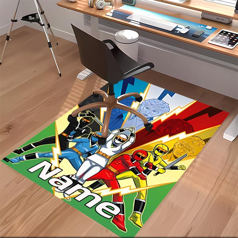 Custom Personalization Mighty Morphin Power Rangers Print Area Rug - Soft, Washable Non-Slip Indoor Mat,Living Room,Home&Office Decorative Rug