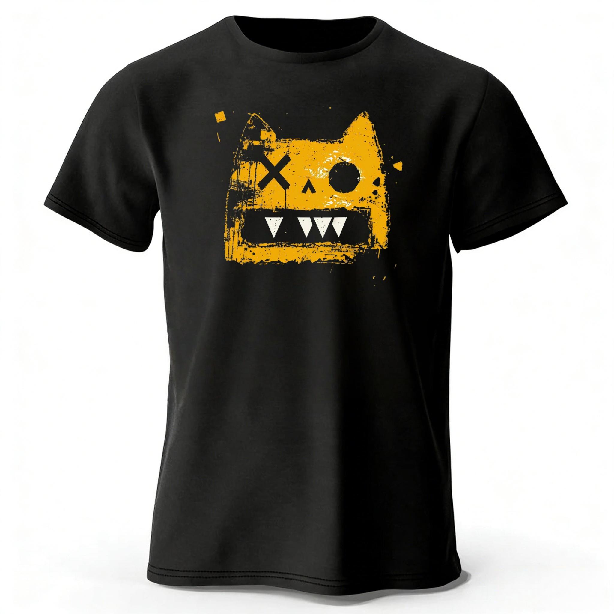 

Creative Graffiti Style Cat High Quality Cotton Short Sleeve Daily Casual Men Loose Large Comfortable Breathable Sports Tshirt 2XL