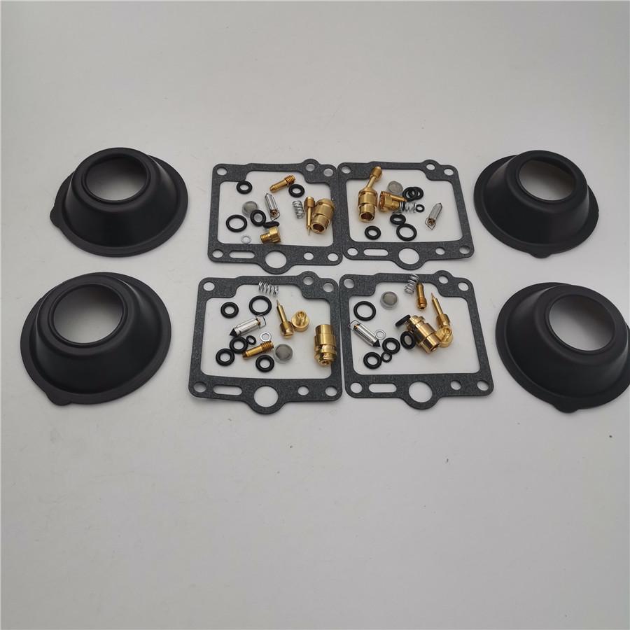4 Set Carburetor Rebuild Kit with Diaphragm Vacuum For Yamaha XJ700X Carb Repair