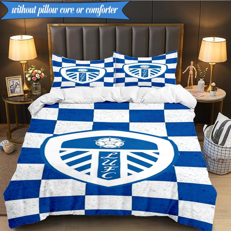 3PCS Leeds Crest Design Printed Soft Bedding Set,Including 1pc Duvet Cover And 2pcs Pillowcases Perfect for Bedroom, Dormitory, Fan gift