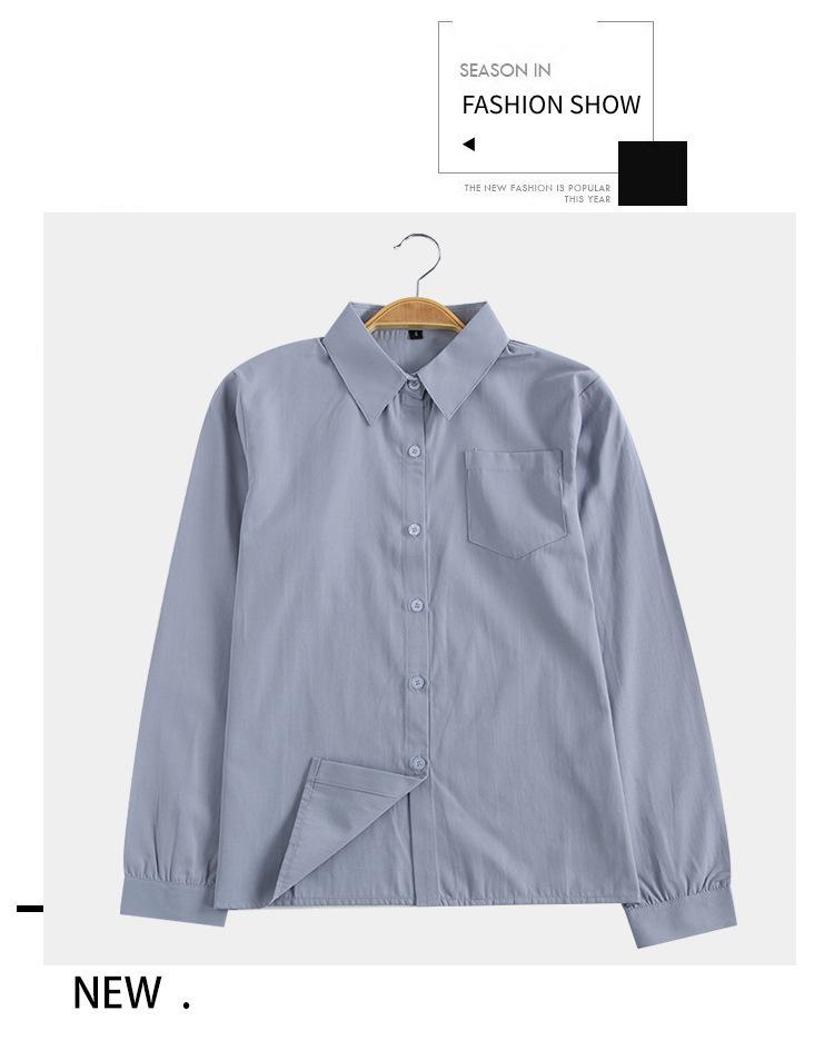 Japanisches JK-Schuluniform-Langarmhemd, weiß, mit spitzem und eckigem Kragen, blickdicht