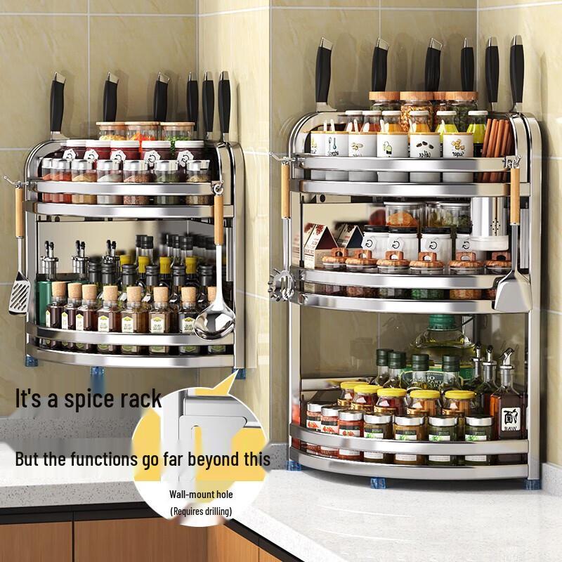 Modern 3-Tier Kitchen Countertop Storage Rack with Knife Holder