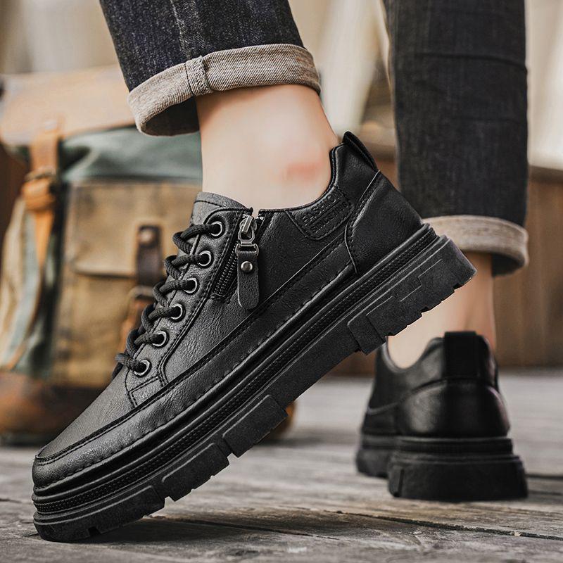 

Мужские туфли на скрытой платформе на толстой подошве, из кожи, на молнии, в британском стиле, повседневные и для бизнеса 41 [Flat] Standard size