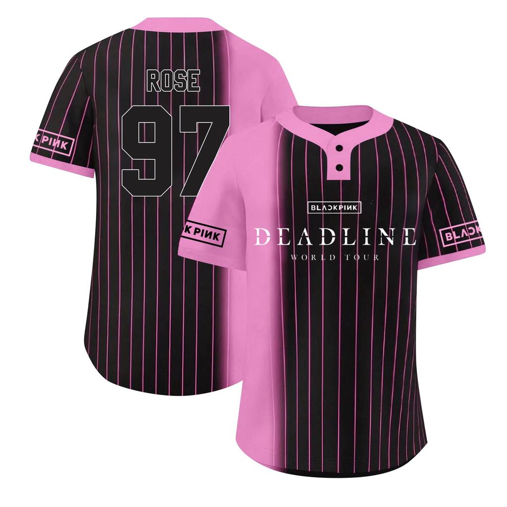 Women's Button Loose Printed Short-sleeved Baseball Jacket