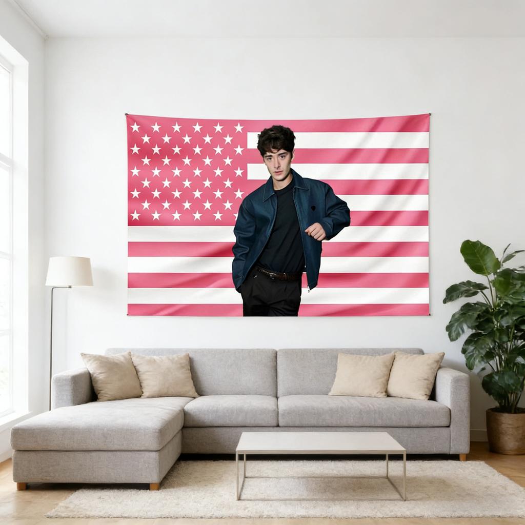 1pc Noah Schnapp Pink Flag Tapestry 2D Printing Wall Hanging Indoor Home Party Backdrop