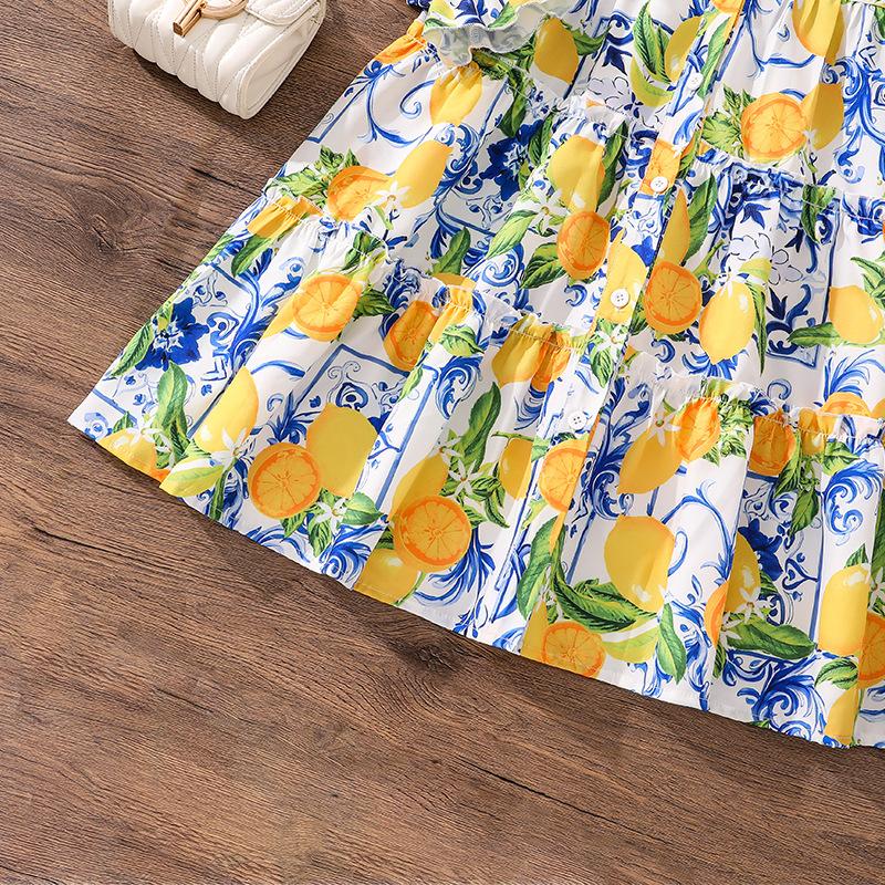 Girls' Dress Children's Clothing Autumn Winter New Style Floral Print Long-sleeved Girl 8-12Y Princess Dress