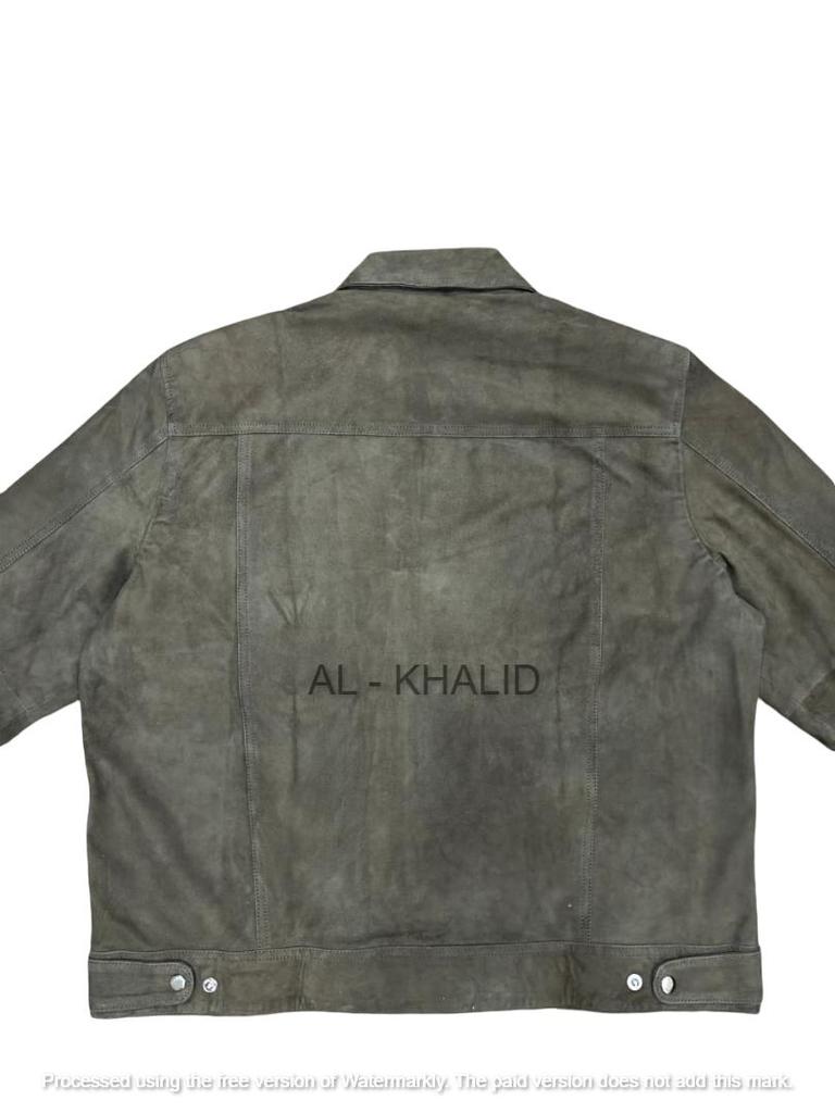 Handmade Green Leather Jacket Suede Men's Genuine Biker Motorcycle Lambskin