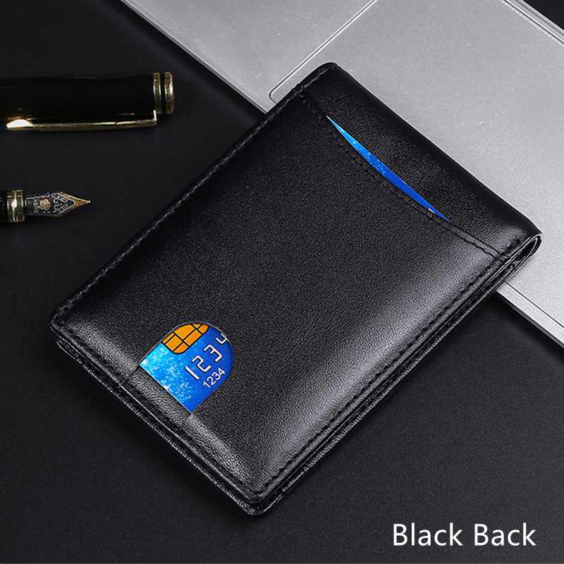2025 Men's Genuine Leather Mini Wallet RFID Blocking Credit Card Holder Slim Portable Design with Multi-Card Slots Small Dollar Purse