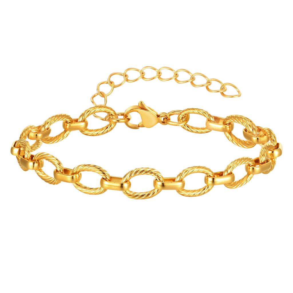 Minimalist Handmade Chain Bracelet for Women,Stainless Steel Gold Plated Atmospheric Irregular Bracelets, Fashion Jewelry Gift