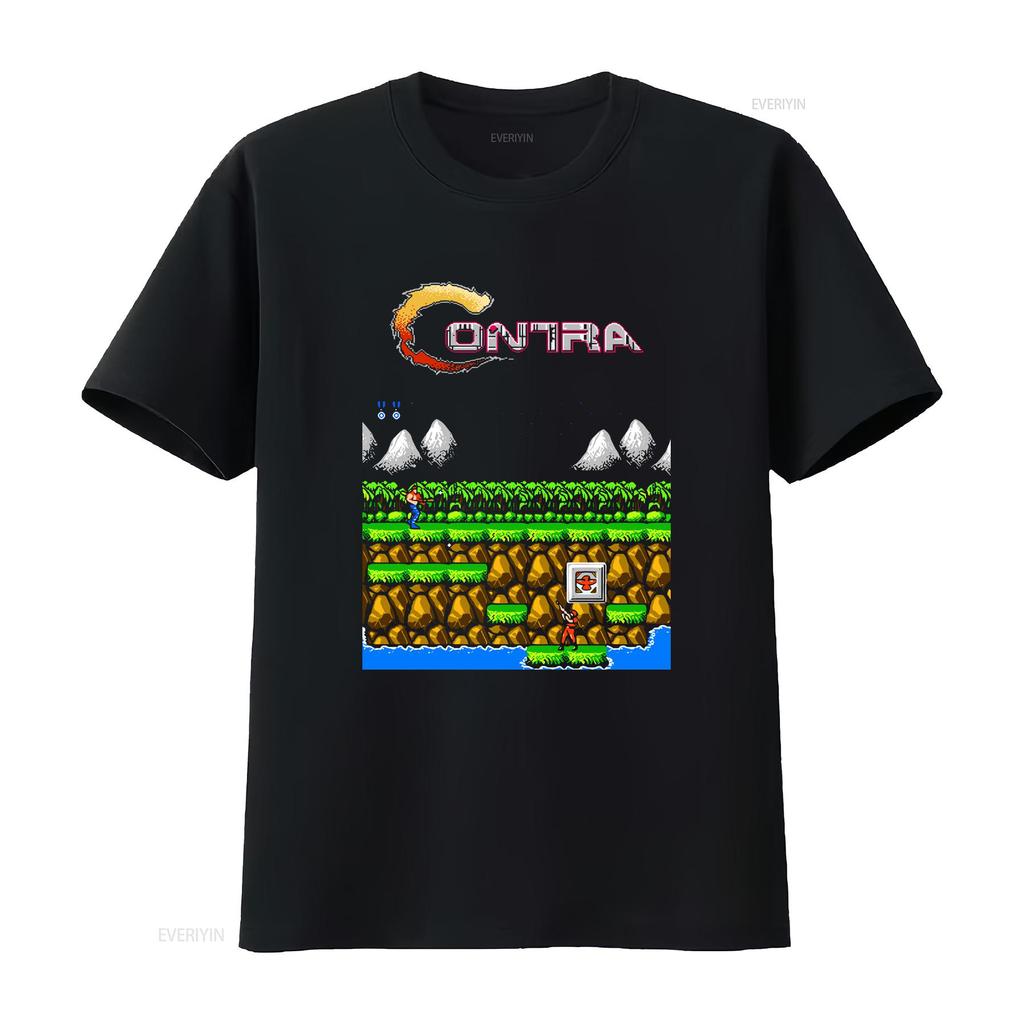 Contra gryzor stage 1 NES Famicom hra 8bitová obrazovka Tričko Arkádová klasika vintage retro design všechny velikosti vintage Vyprané