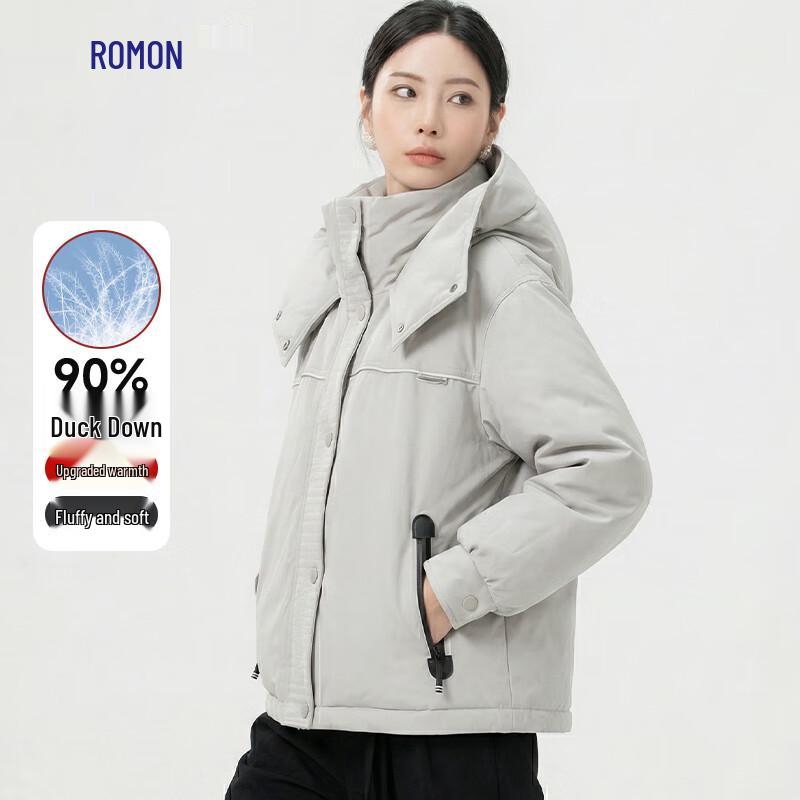 Romon Women's Short Thick Hooded 90% Duck Down Winter Jacket