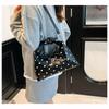 Fashion Niche Polka Dot Leather Handbag Bow Tie Rope Exquisite Hand-held Small Bag Women's Versatile Shoulder Crossbody Bag